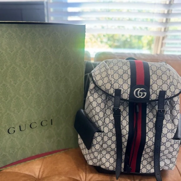 Gucci | Bags | Gucci Black And Red Backpack With Iconic  display picture 1